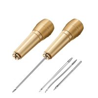 Copper Handle Sewing Awl Hand Stitcher Leather Craft Needle Kit for Sewing Canvas Leather Repairing DIY Sewing Supplies