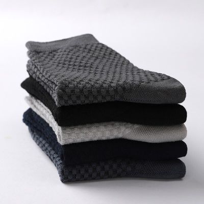 ‘；’ 10 Pair Mens Bamboo Fiber Socks Harajuku Retro Breathable Business Man Socks Black Long Sock Deodorant Gift Set Size 39-46