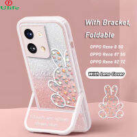 OPPO Reno เคส A78 A98 OPPO 8 5G A77 A96 A76 A17 A15 A15S OPPO Reno 10 Pro + Plus/ 8T 8Z 7Z เคส8Pro 6Z เคสป้องกันการตกเคสป้องกันเลนส์แบบเต็มการ์ดแฟชั่นไล่ระดับสีการพิมพ์กลิตเตอร์ดิสนีย์กันกระแทกเคสนิ่มใสพร้อมกรณีโทรศัพท์แบบขาตั้งซ่อนรูป