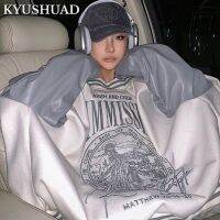 KYUSHUAD แจ็กเก็ตปักลายสีตัดกัน สินค้าใหม่ แจ็กเก็ตเบสบอลหนังเย็บปะติดปะต่อกัน