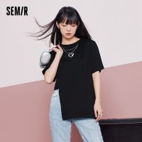 SEMIR แขนสั้นเสื้อยืดผู้หญิงรักผิดปกติแสดงขายาวหวานและเย็น2022ฤดูร้อนใหม่หลวมเย็บปักถักร้อยบนซอก