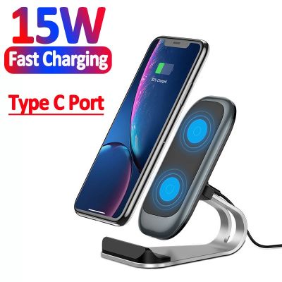 ⊙☫ Wireless Charger Stand Pad Metal Phone Holder Chargers for iPhone 14 13 12 11 Xiaomi Samsung Fast Wireless Charging Station