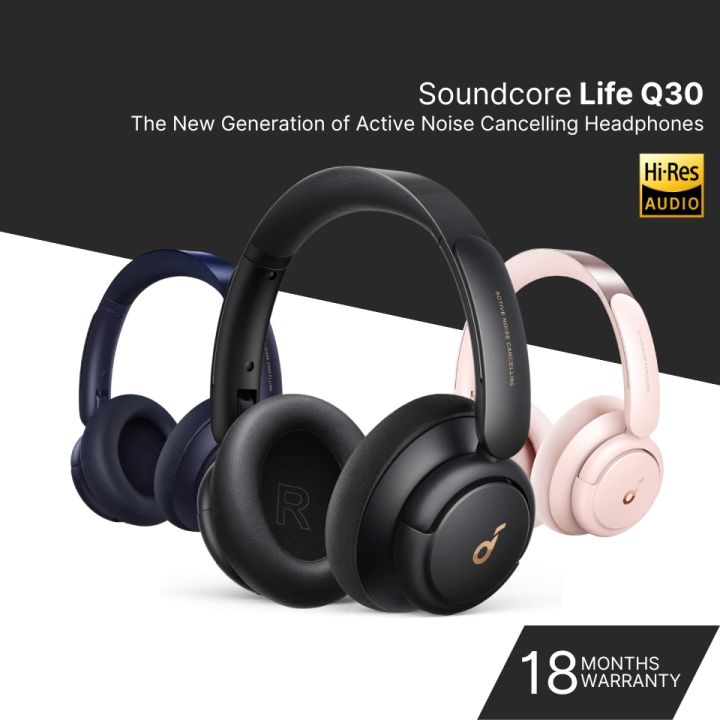 Anker Soundcore Life Q30 Hybrid Active Noise Cancelling wireless bluetooth  Headphones with Multiple Modes, Hi-Res Sound, 40H