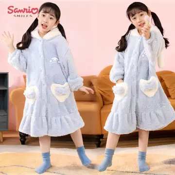 Kawaii Kuromi Sanrios Cute and Sweet Cartoon Soft Flannel Pajamas
