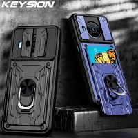 KEYSION Shockproof Case for Nokia G20 G10 Card Bag Slide Camera Lens Protection Ring Phone Cover for NOKIA C30 C20 C10 Smartphone Lenses