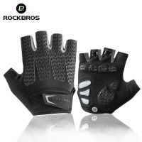 hotx【DT】 ROCKBROS Cycling Gloves Shockproof Foam Padded Half Short Anti Breathable MTB Mens