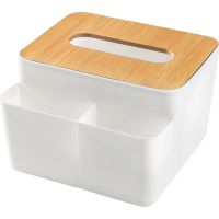 Bamboo Wooden Tissue Box White Napkin Storage Box