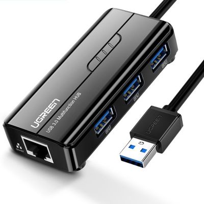 UGREEN อแดปเตอร์ USB 3.0 3 พอร์ต รองรับ10/100/1000Mbps สำหรับ Nintendo Switch Windows 8.1 / 8/7, MacOS X และ Linux