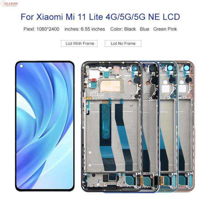 ทดสอบ6-55นิ้ว-oled-mi-11-lite-จอแสดงผลสำหรับ-xiaomi-mi-11-lite-5กรัมจอแอลซีดีหน้าจอสัมผัส-digitizer-m2101k9ag-สมัชชาที่มีกรอบ