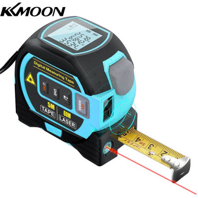 KKmoon 3in1 La-Ser Rangefinder 5เมตรเทปวัดไม้บรรทัดจอแสดงผล LCD ที่มีแสงไฟระยะทางเมตรอาคารอุปกรณ์วัดพื้นที่ปริมาณสำรวจอุปกรณ์ ตลับเมตร