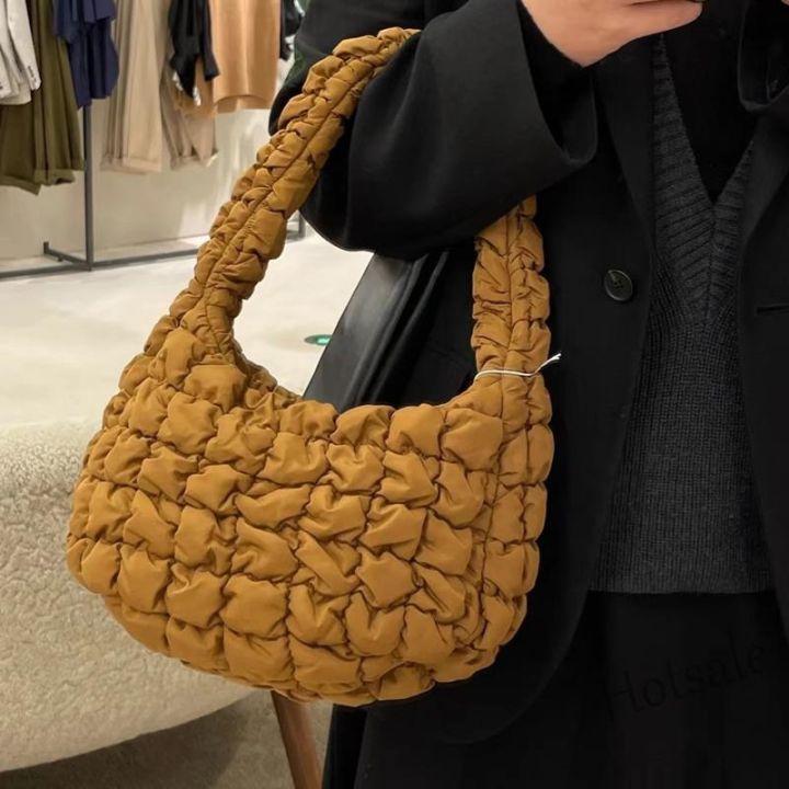 hot-sale-c16-korean-version-large-capacity-canvas-bag-women-fashion-versatile-mini-pleated-one-shoulder-armpit-handbag-soild-color-sling-bag