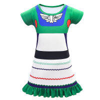 ของเล่น Buzz Lightyear สาวแขนสั้น Nightdress ชุดนอนหญิงสั้นแขนยาว80141ฤดูร้อน Ruffle Hem แฟชั่น Casual ชุดใส่พักผ่อนชุด