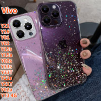 ฟอยล์สีทองกลิตเตอร์เคสสำหรับ VIVO Y01 VIVO Y02 VIVO Y02s VIVO Y16 VIVO Y33s Y33T VIVO VIVO Y21 S VIVO Y21 T VIVO Y02a VIVO Y15s VIVO Y15a VIVO Y73 4G แววฟอยล์สีทองนิ่ม TPU เคสโทรศัพท์โปร่งใส