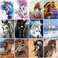 （Jinxiu cross-stitch） DIY 5DPainting AnimalsStitch HorseArt เย็บปักถักร้อยเต็มรอบเจาะเรซิ่น MosaicManual ของขวัญ