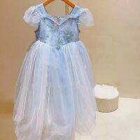 Girls Ice Blue Vestido Dress For Kids Halloween Costume Teens Pearl Embroidery Princess Outfit Wear Clothing