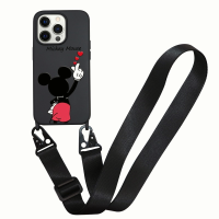 เคสสายชาร์จมือถือสายแลนยาร์ดโทรศัพท์ซิลิโคนเหลวเคส Minnie Love Mickey สำหรับ iPhone 14 13 12 11 XR เคสครอบโทรศัพท์ snjspk