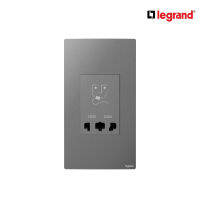 Legrand เต้ารับเครื่องโกนหนวด 2 ช่อง สีเทาดำ 2G Shaver Socket รุ่นมาเรียเซนต์ | Mallia Senses | Dark Silver | 281135DS | BTiSmart