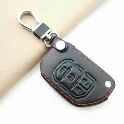 ◐﹍ Soft Leather 4 Buttons Car Key Case Cover for Jeep Wrangler JL TJ Gladiator JT 2018 2019 Remote Keyless Bag Car Accessories