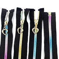 5pcs (50cm-90cm) 5 Bulk Nylon Zipper Colorful Tooth Gradient Zippers for Sewing