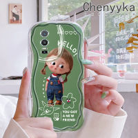 เคส Chenyyka สำหรับ VIVO Y76 Y76s Y74s 5G Y36 Y77 Y77E 5G Y78 Y78 5G + 5G IQOO Z6 Lite 5G เคสการ์ตูนน่ารักผู้หญิงสวยเนื้อครีมขอบคลื่นนุ่มเคสมือถือสร้างสรรค์โปร่งใสลายกล้องถ่ายรูปสีฝาครอบป้องกันอ่อน