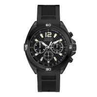 นาฬิกาข้อมือผู้ชาย GUESS Black Dial Black Silicone Strap Chronograph Men Watch W1168G2