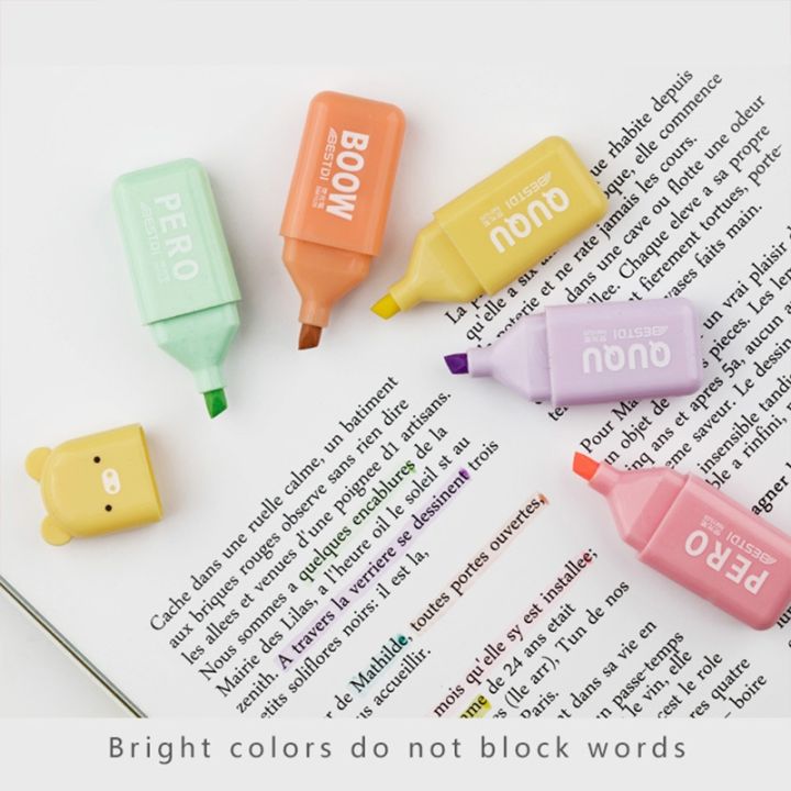 mini-cute-mouse-macarone-fluorescent-pen-set-four-color-five-color-six-color-light-color-student-eye-care-marker-stationery