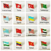 National Flag Metal Lapel Pin Country Badge All the World Tunisia Turkey Uganda Ukraine United Kingdom United States USSR Tuvalu Fashion Brooches Pins