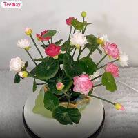 Teemay ดอกบัวดอกไม้ไหมเทียมดอกลิลลี่สีประดิษฐ์ในบ้านสง่างามสำหรับงานเลี้ยงฝักบัวเจ้าสาวแต่งงาน