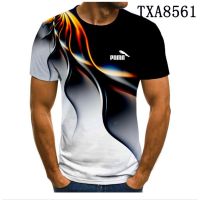 3D-printed Pumn color pattern, summer mens 3DT short sleeve shirt, comfortable and breathable