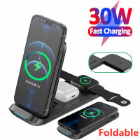 30W Fast Wireless Charger Stand สำหรับ 13 12 11 XS XR X 8 3 In 1แท่นชาร์จสำหรับ 7 6 SE Pro