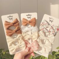 【CW】 4 Pcs/set Cotton Leopard Printed Hair Barrettes Safty Hairpins Headwear Kids Accessories