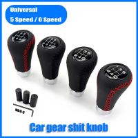 【DT】 hot  5 / 6 Speed Universal Car Gear Shift Knob Gear Stick Sticker Manual Shifter Lever Black or Red Line Stitche PU Leather