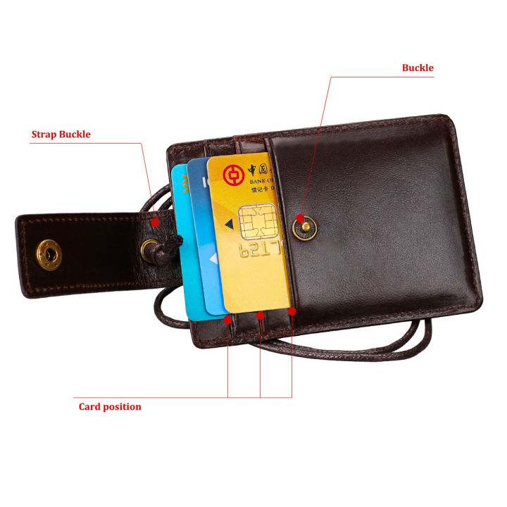 แฟชั่นหนังแท้คอเชือกเส้นเล็กป้าย-id-ic-ผู้ถือบัตร-rfid-ป้องกันบัตรเครดิตกระเป๋าชื่อกรณีแท็ก