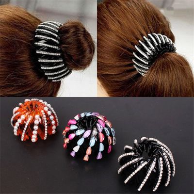 Korean version of the new rhinestone ball hair accessories fashion birds nest hairpin exquisite ponytail buckle hair ring