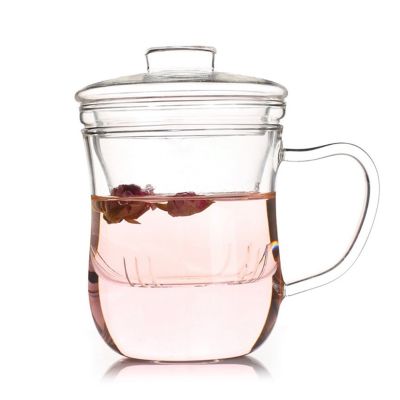 ร้อนใสกระจกใสนมแก้วกาแฟถ้วยชากาน้ำชากาต้มน้ำกับชา Infuser กรองฝาโฮมออฟฟิศ Drinkware Dropship