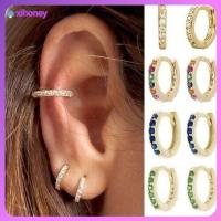 XIHONEY 8mm เครื่องประดับแฟชั่น แหวนจมูก ต่างหูฮักกี้ฮูป Helix Cartilage Tragus Daith Conch Snug ต่างหูเพทาย ต่างหู CZ หลากสี ลูกบาศก์เซอร์โคเนีย CZ เจาะหู