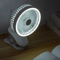 【YF】 2400mAh USB Desktop Fan 3-Speed Clip 5.9 inch Camping with Night Light Table for Dormitory Bedside