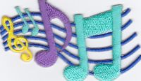 iron on patch Embroidery Music Note cleft composer 7x5cm กีตาร์ แหว่ง โน้ตเพลง เพลง ตัวรีด เย็บติดผ้าประเทศไทย โลโก้ปัก มีกาวสำหรับรีด ตกแต่งเสื้อผ้า