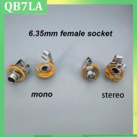 QB7LA shop 5pcs 1/4" 6.35mm Mono stereo 2 3 pin Pole Female Panel Mount power socket Connector 6.5 Audio cable Jack plug Solder Adapter q1