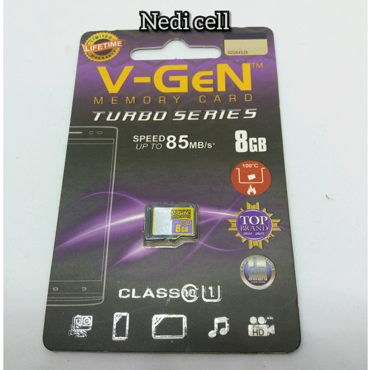 Micro SD 8GB Vgen Memory Card HP Vgen Microsd Turbo 8 GB Class 10