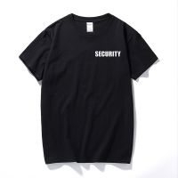 Security MenS T-Shirt Event Staff Black Double Sided Top Quality Cotton Casual Short Sleeve Men T Shirts Men