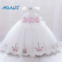 MQATZ Flower Baptism 1st Birthday Clothes For Baby Girl Clothing Toddler Princess Dresses Lace Party Dress Beads Costumes 0-5 Years L2031XZ