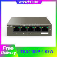 Tenda TEG1105P-4-63W POE network Switch Gigabit Switch ethernet 5 *101001000Mbps RJ45 Port 10Gbps Switching Capacity Plug Play