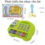 Đồ chơi cho bé đàn piano hình thỏ có đèn nhạc kèm mic tặng 3 pin AA