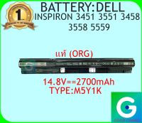 BATTERY : DELL M5Y1K ++ แท้ ORG ใช้ได้กับรุ่น  INSPIRON 3451 3551 3458 3558 5559 รับประกันสินค้า 1ปี