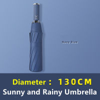 Large Size Foldable Strong Windproof Travel Umbrella Family 130cm 3 Fold Rain Storm Umbrella for Men