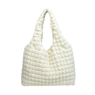 Portable Korean ins girl foreign style cloud puff flower shoulder bag female 2023 new summer canvas simple handbag