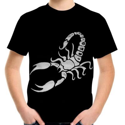 Childrens Black T-Shirts Classic Animal Scorpion 3D Printed T Shirt For Girls Boy Summer Kids Short-Sleeved Hip-Hop Tshirt Tops