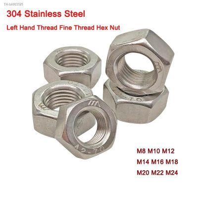 ♗✸✺ 304 Stainless Steel Nut Reverse Thread Hex Hexagon Nuts Left Tooth Nuts Left Hand Thread Fine Thread Hex M8 M24