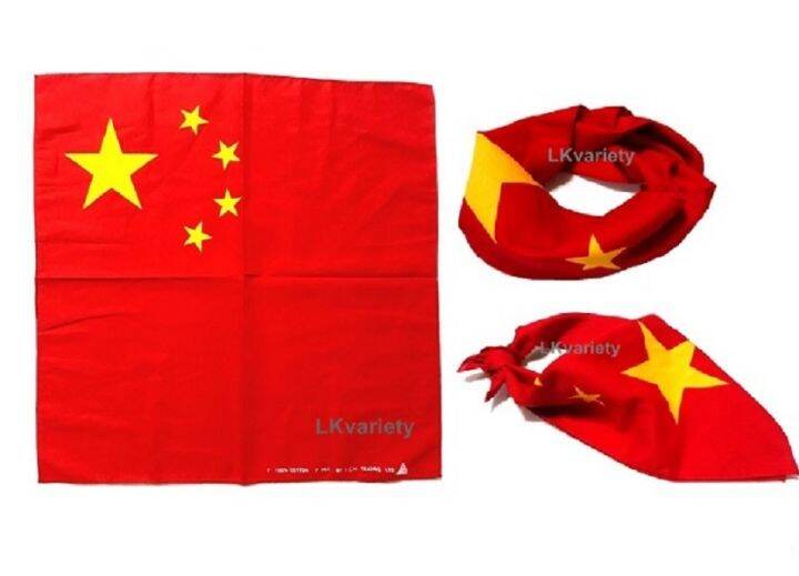 ผ้าลายธงชาติจีน-bandana-china-flag-scarf-chinese-headband